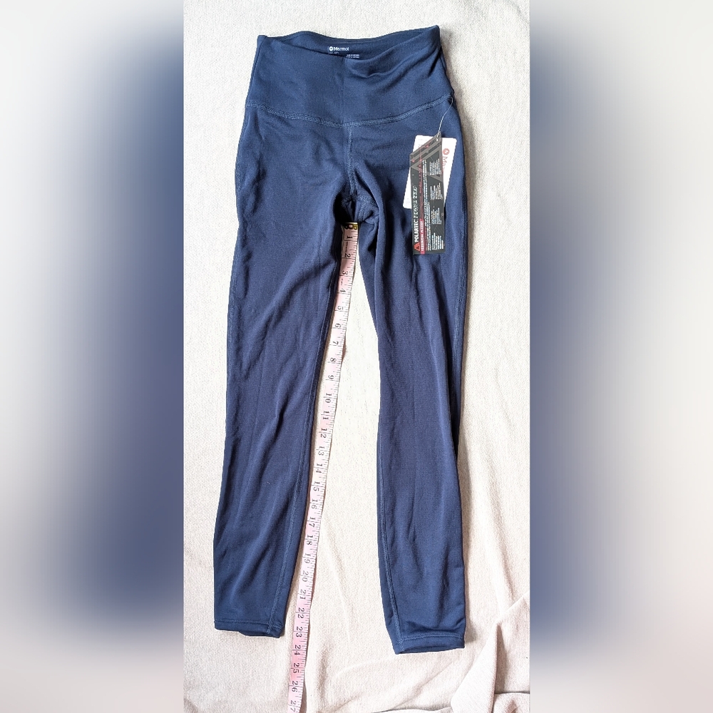 New With Tags Marmot Fleece Lined Blue Leggings 7/8 Women's XS Polartec